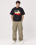 Mockup Boxy Heavyweight Tee Black male full-body 48