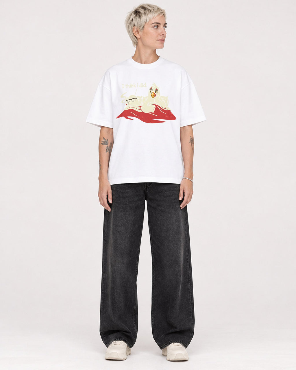Mockup Boxy Heavyweight Tee White female full-body 48