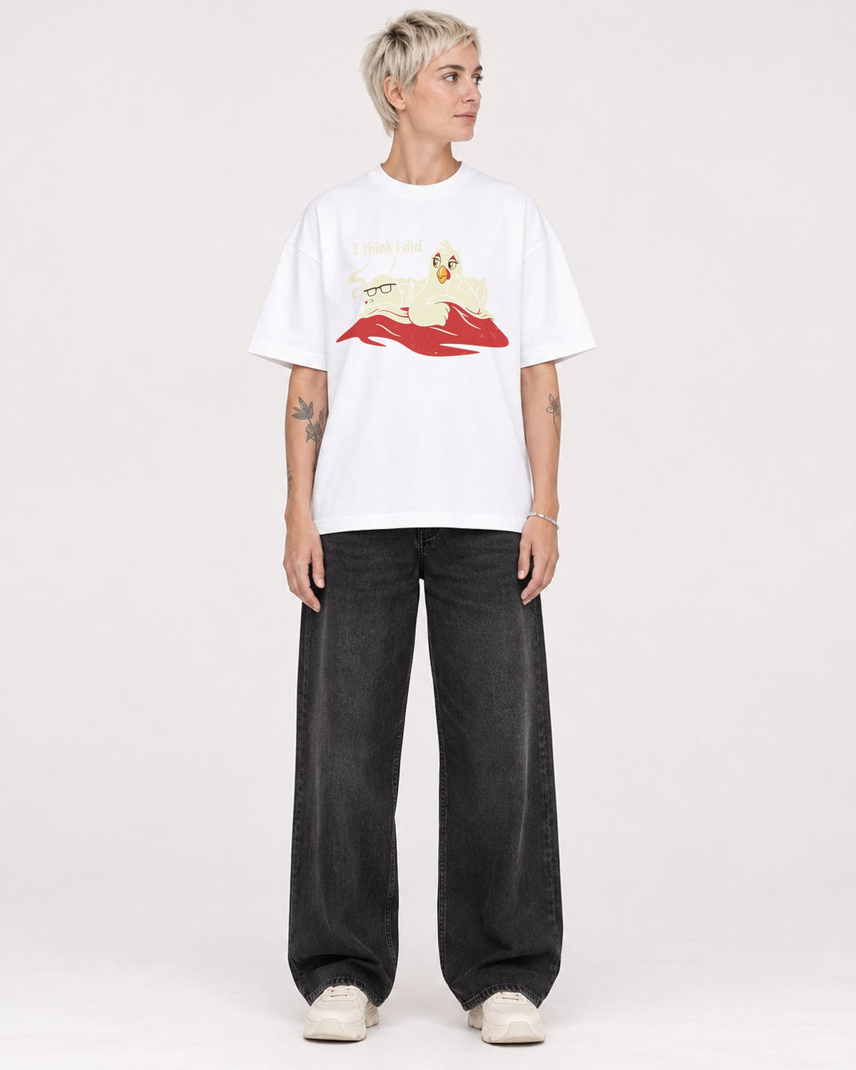 Mockup Boxy Heavyweight Tee White female full-body 48