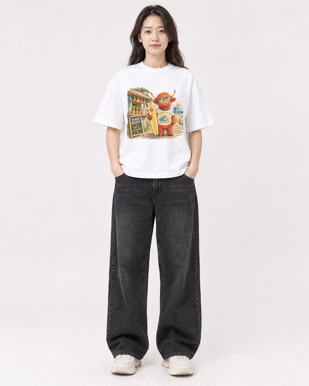 Mockup Boxy Heavyweight Tee White female full-body 03