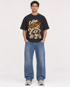 Mockup Boxy Heavyweight Tee Black male full-body 10