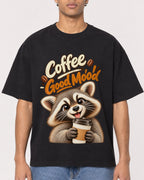 Mockup Boxy Heavyweight Tee Black male close-up 10