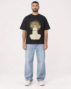 Mockup Boxy Heavyweight Tee Black male full-body 37
