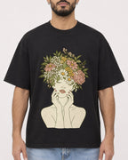 Mockup Boxy Heavyweight Tee Black male close-up 37