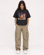 Mockup Boxy Heavyweight Tee Black female full-body 06
