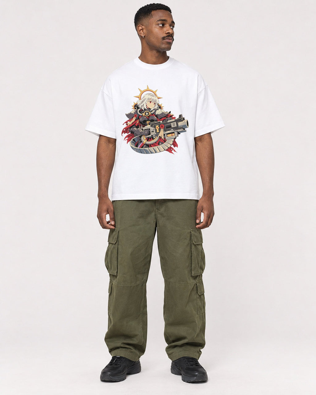 Mockup Boxy Heavyweight Tee White male full-body 14