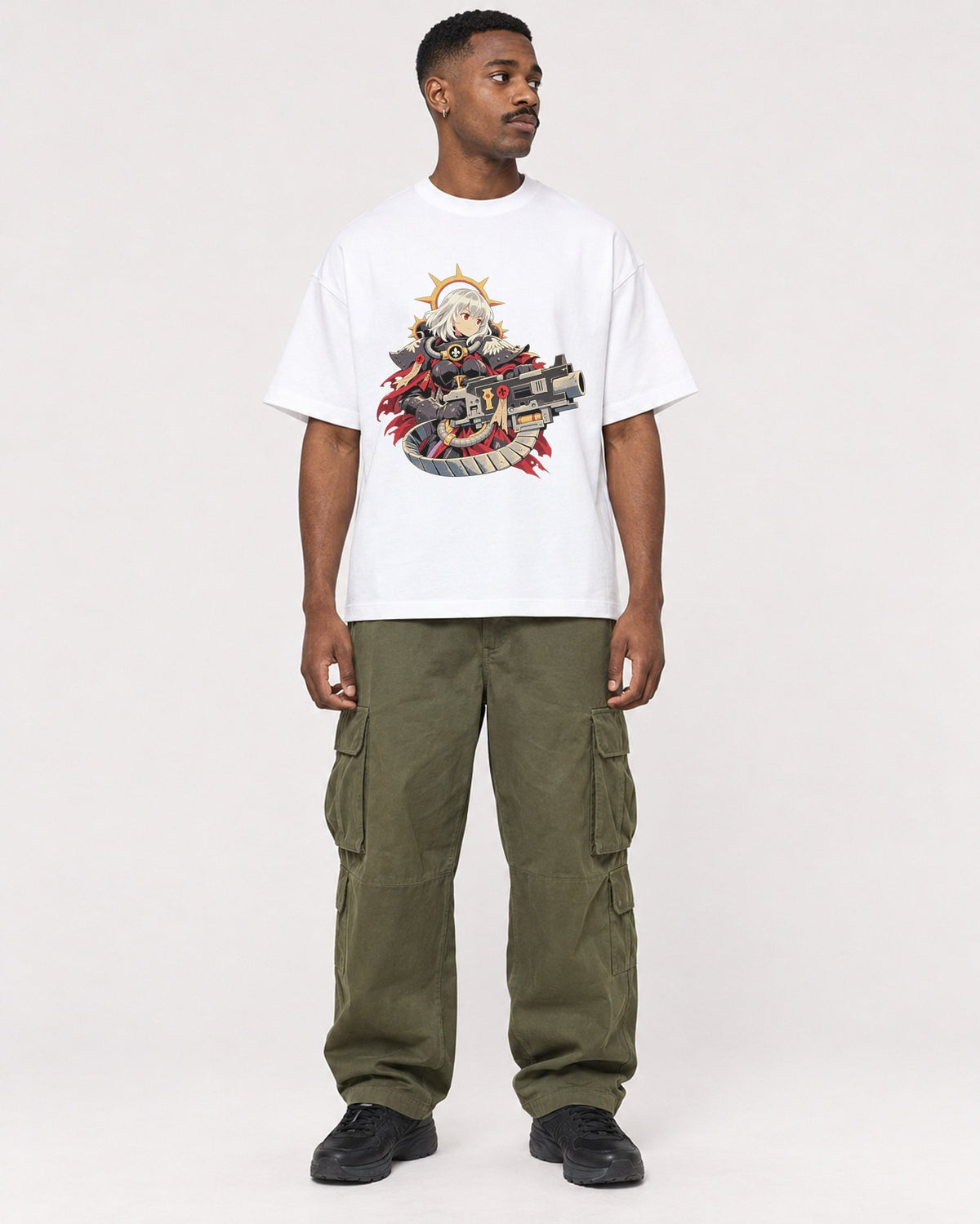 Mockup Boxy Heavyweight Tee White male full-body 14