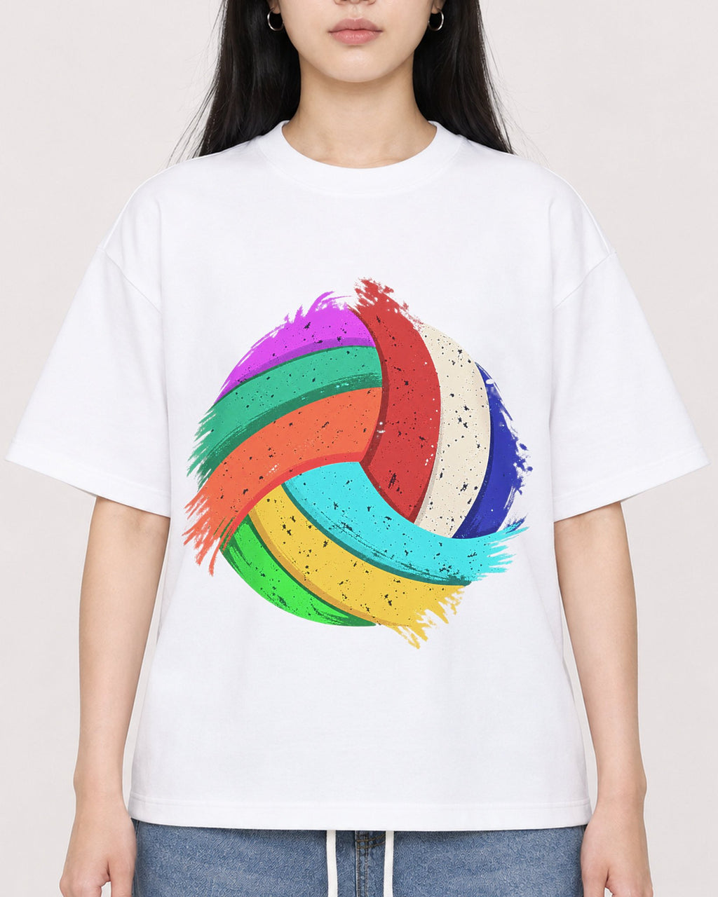 Mockup Boxy Heavyweight Tee White female close-up 01