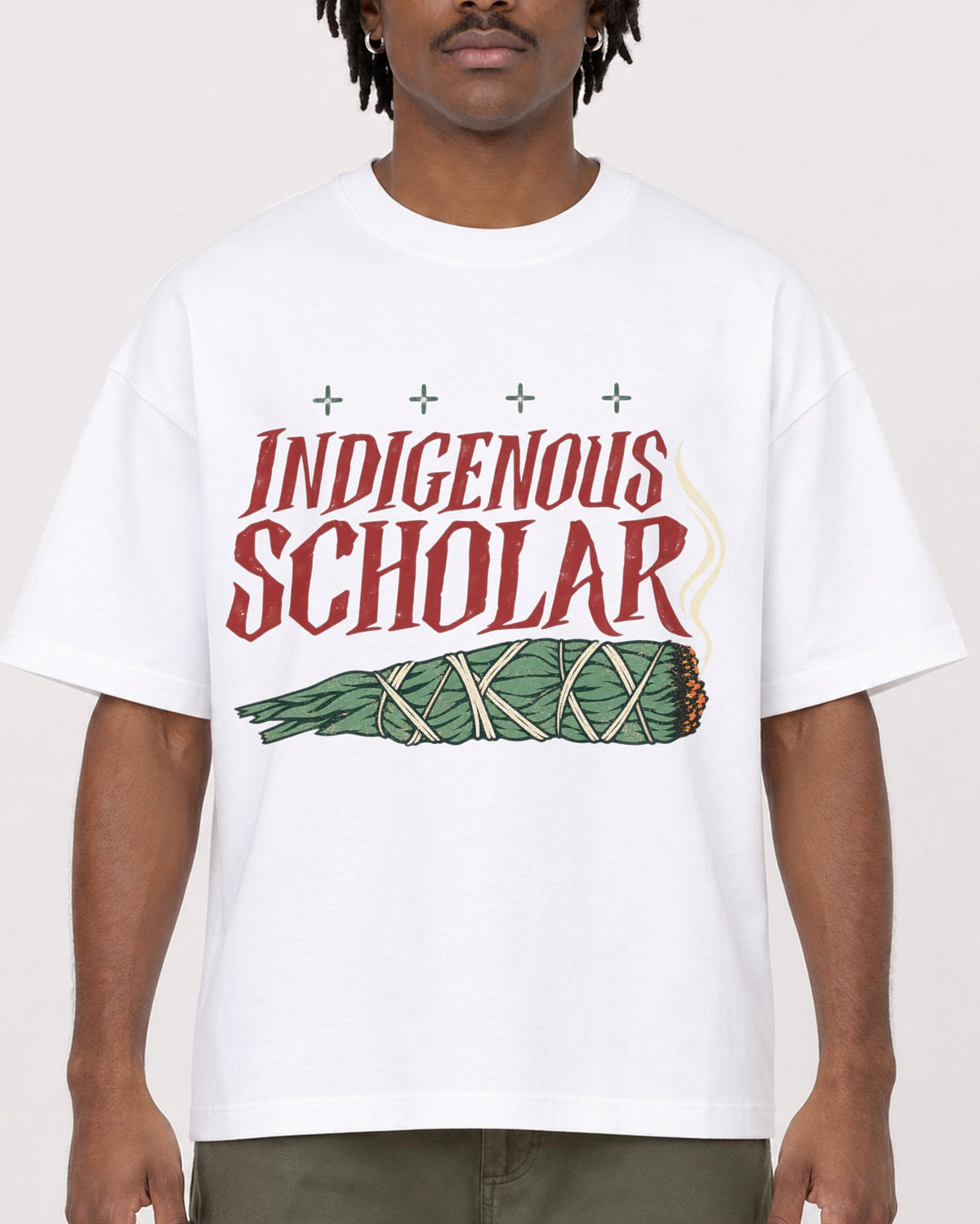 Mockup Boxy Heavyweight Tee White male close-up 04