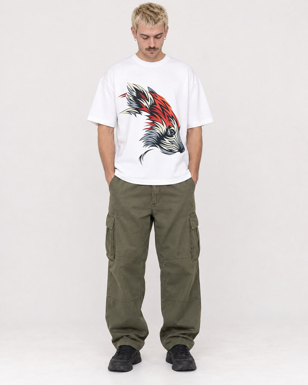 Mockup Boxy Heavyweight Tee White male full-body 39