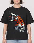 Mockup Boxy Heavyweight Tee Black female close-up 39