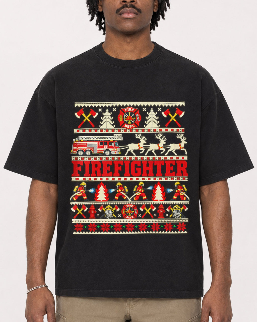 Mockup Boxy Heavyweight Tee Black male close-up 04