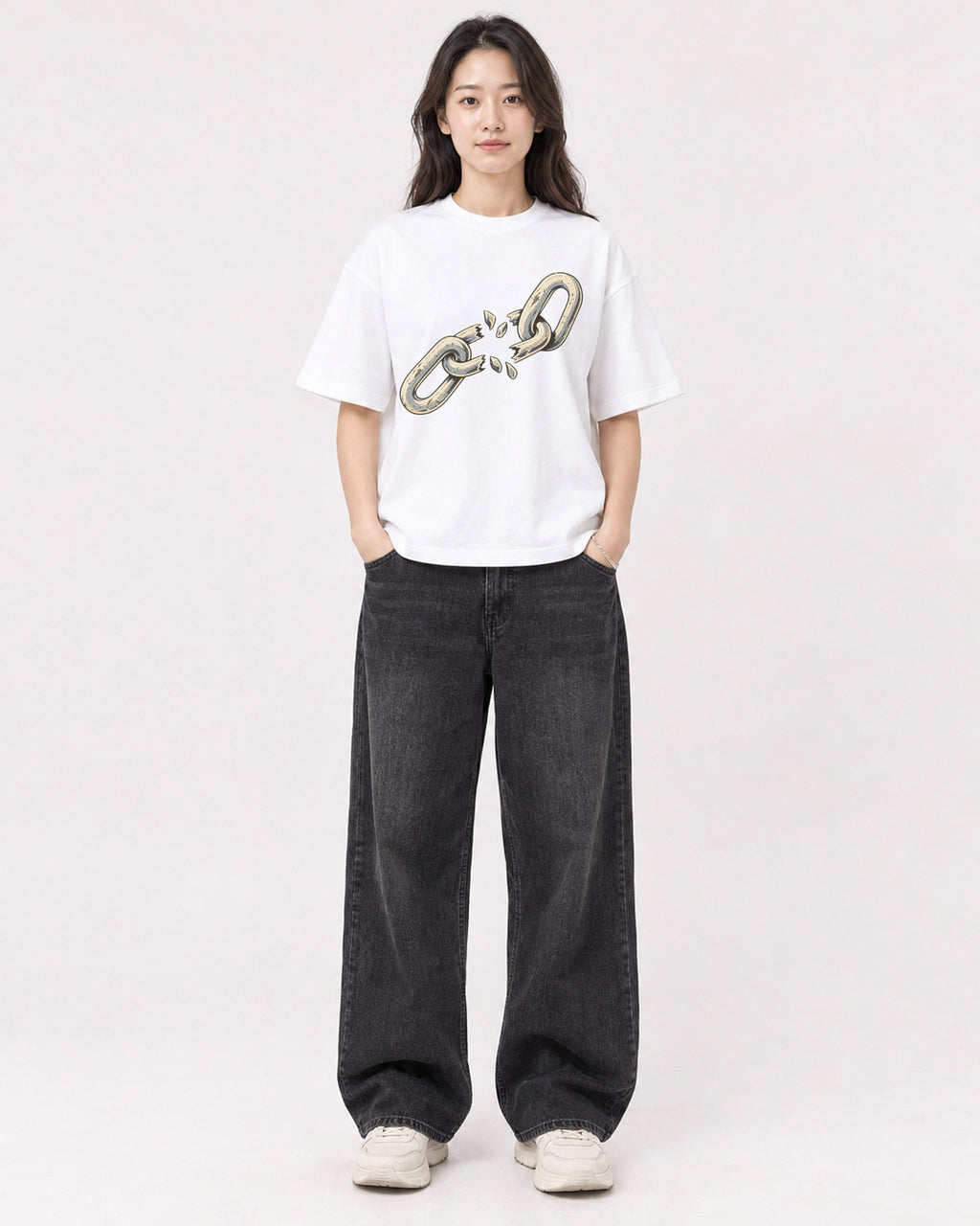 Mockup Boxy Heavyweight Tee White female full-body 03