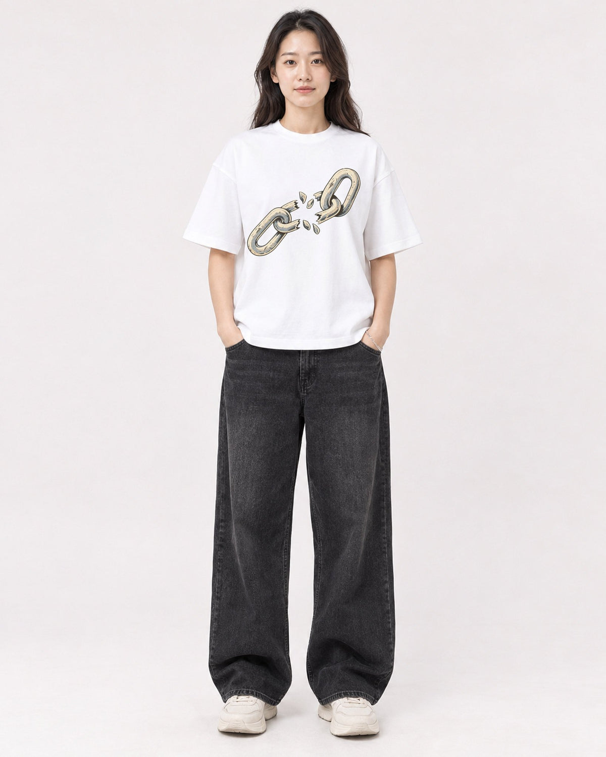 Mockup Boxy Heavyweight Tee White female full-body 03