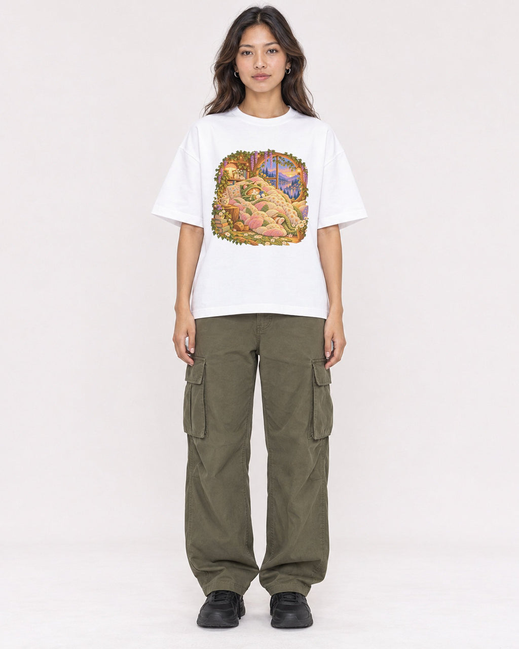 Mockup Boxy Heavyweight Tee White female full-body 02