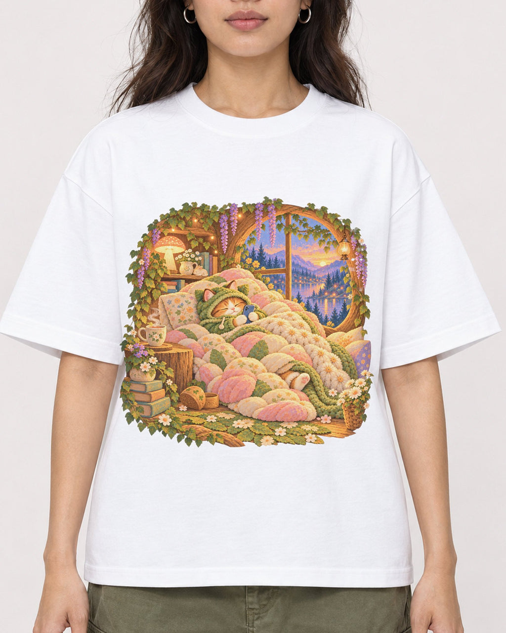 Mockup Boxy Heavyweight Tee White female close-up 02