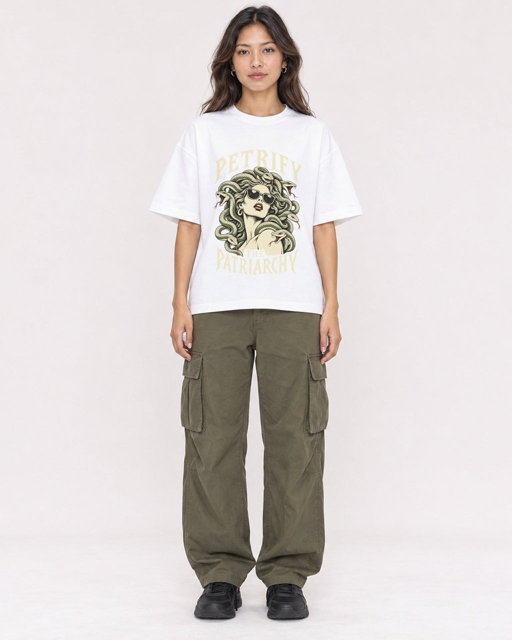 Mockup Boxy Heavyweight Tee White female full-body 02