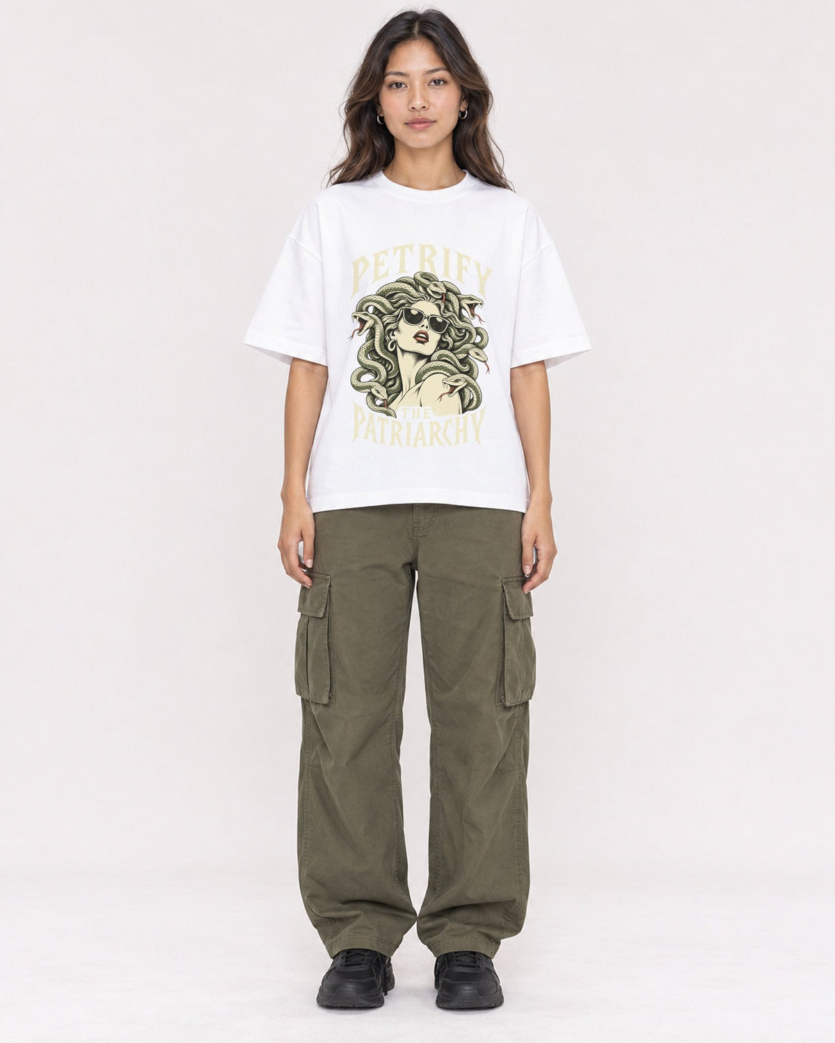 Mockup Boxy Heavyweight Tee White female full-body 02
