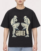Mockup Boxy Heavyweight Tee Black male close-up 01