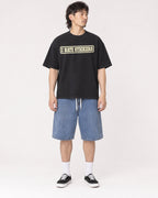 Mockup Boxy Heavyweight Tee Black male full-body 23