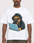 Mockup Boxy Heavyweight Tee White male close-up 14