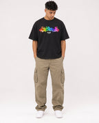 Mockup Boxy Heavyweight Tee Black male full-body 16