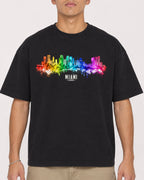 Mockup Boxy Heavyweight Tee Black male close-up 16