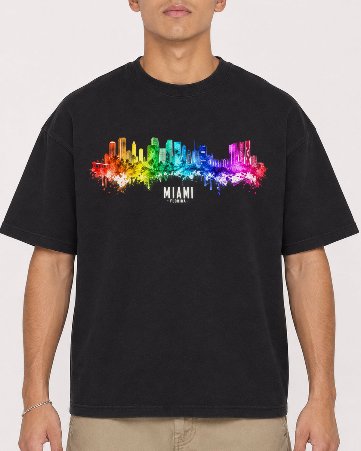 Mockup Boxy Heavyweight Tee Black male close-up 16