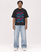 Mockup Boxy Heavyweight Tee Black male full-body 05