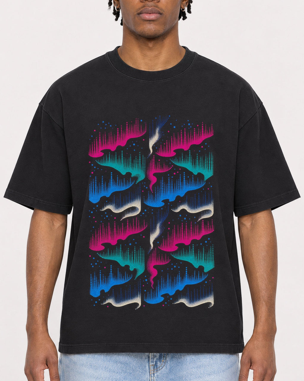 Mockup Boxy Heavyweight Tee Black male close-up 05