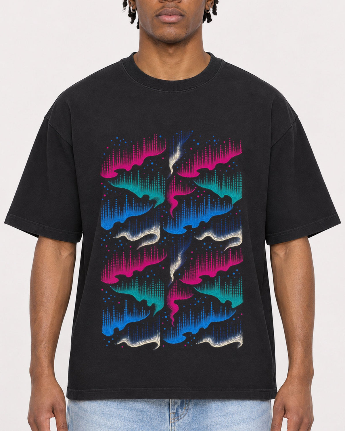 Mockup Boxy Heavyweight Tee Black male close-up 05
