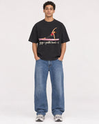 Mockup Boxy Heavyweight Tee Black male full-body 10