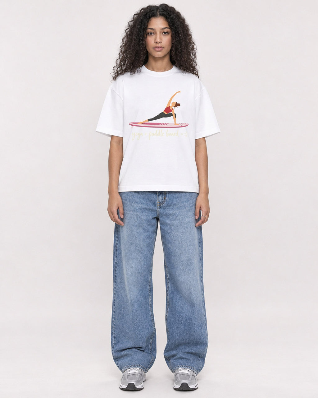Mockup Boxy Heavyweight Tee White female full-body 10