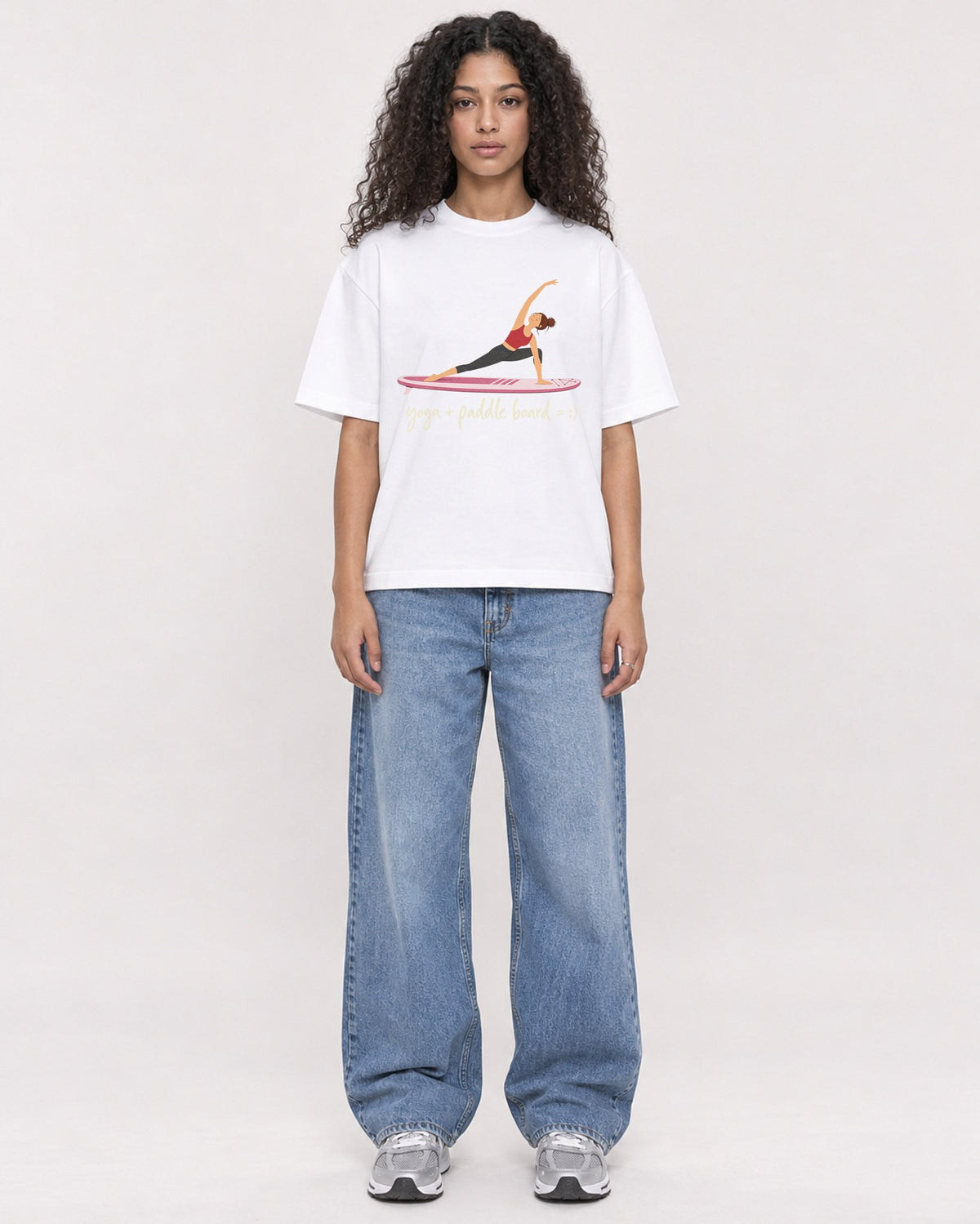 Mockup Boxy Heavyweight Tee White female full-body 10