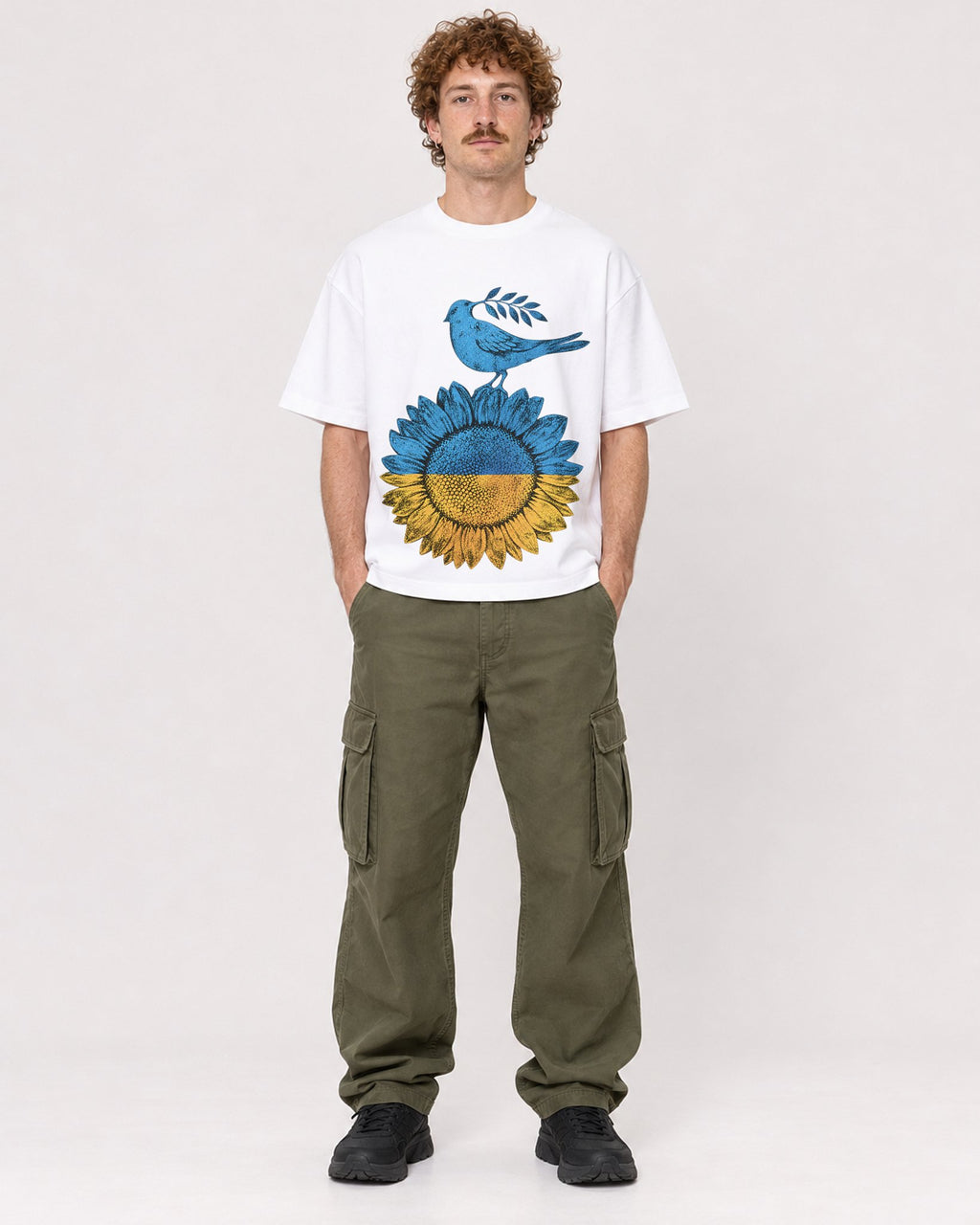 Mockup Boxy Heavyweight Tee White male full-body 09