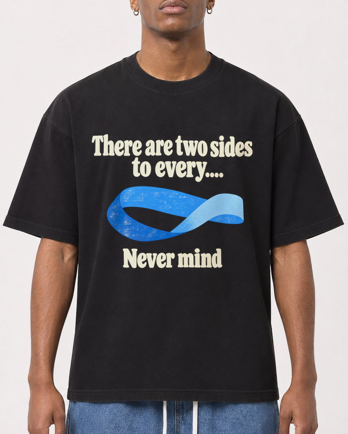 Mockup Boxy Heavyweight Tee Black male close-up 15