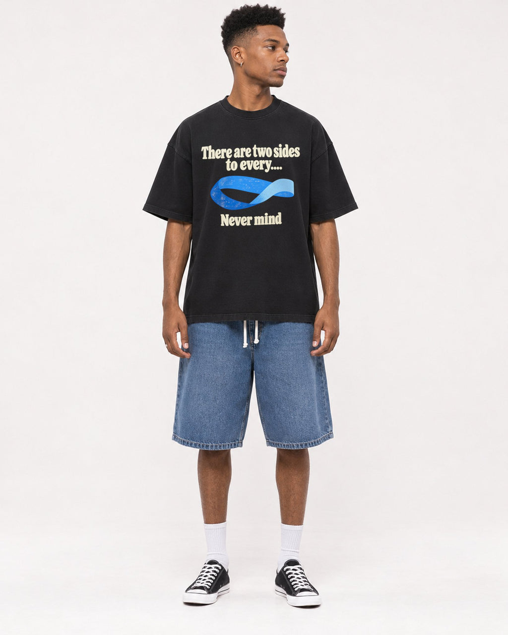 Mockup Boxy Heavyweight Tee Black male full-body 15