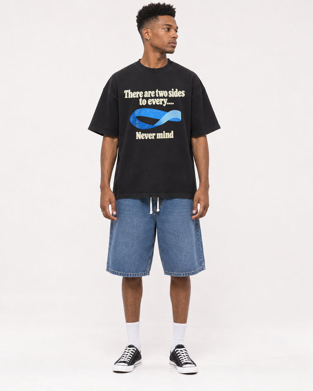 Mockup Boxy Heavyweight Tee Black male full-body 15