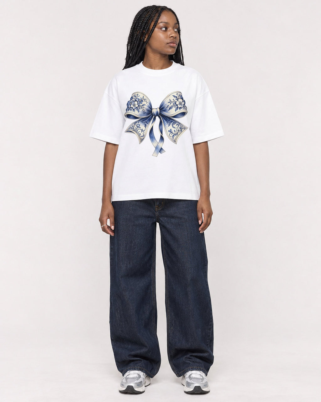 Mockup Boxy Heavyweight Tee White female full-body 04