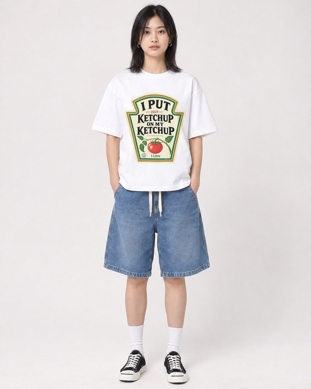 Mockup Boxy Heavyweight Tee White female full-body 31