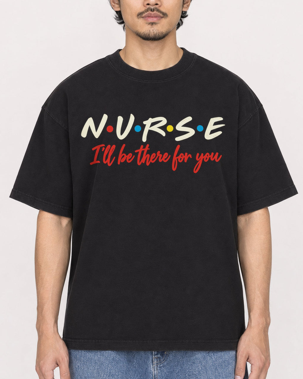 Mockup Boxy Heavyweight Tee Black male close-up 02