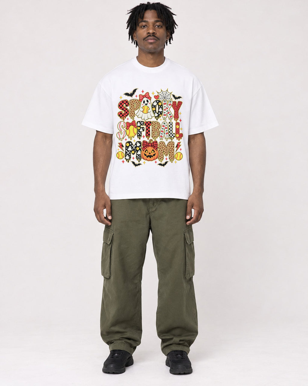 Mockup Boxy Heavyweight Tee White male full-body 04