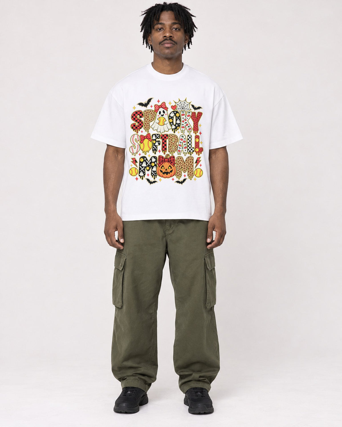 Mockup Boxy Heavyweight Tee White male full-body 04
