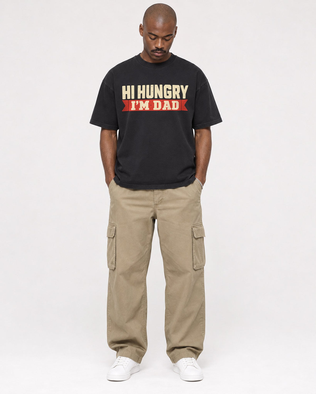 Mockup Boxy Heavyweight Tee Black male full-body 44