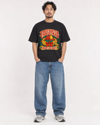Mockup Boxy Heavyweight Tee Black male full-body 02