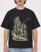 Mockup Boxy Heavyweight Tee Black male close-up 09