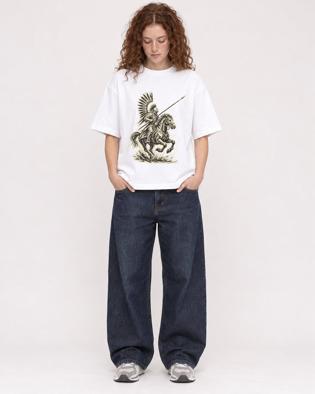 Mockup Boxy Heavyweight Tee White female full-body 09