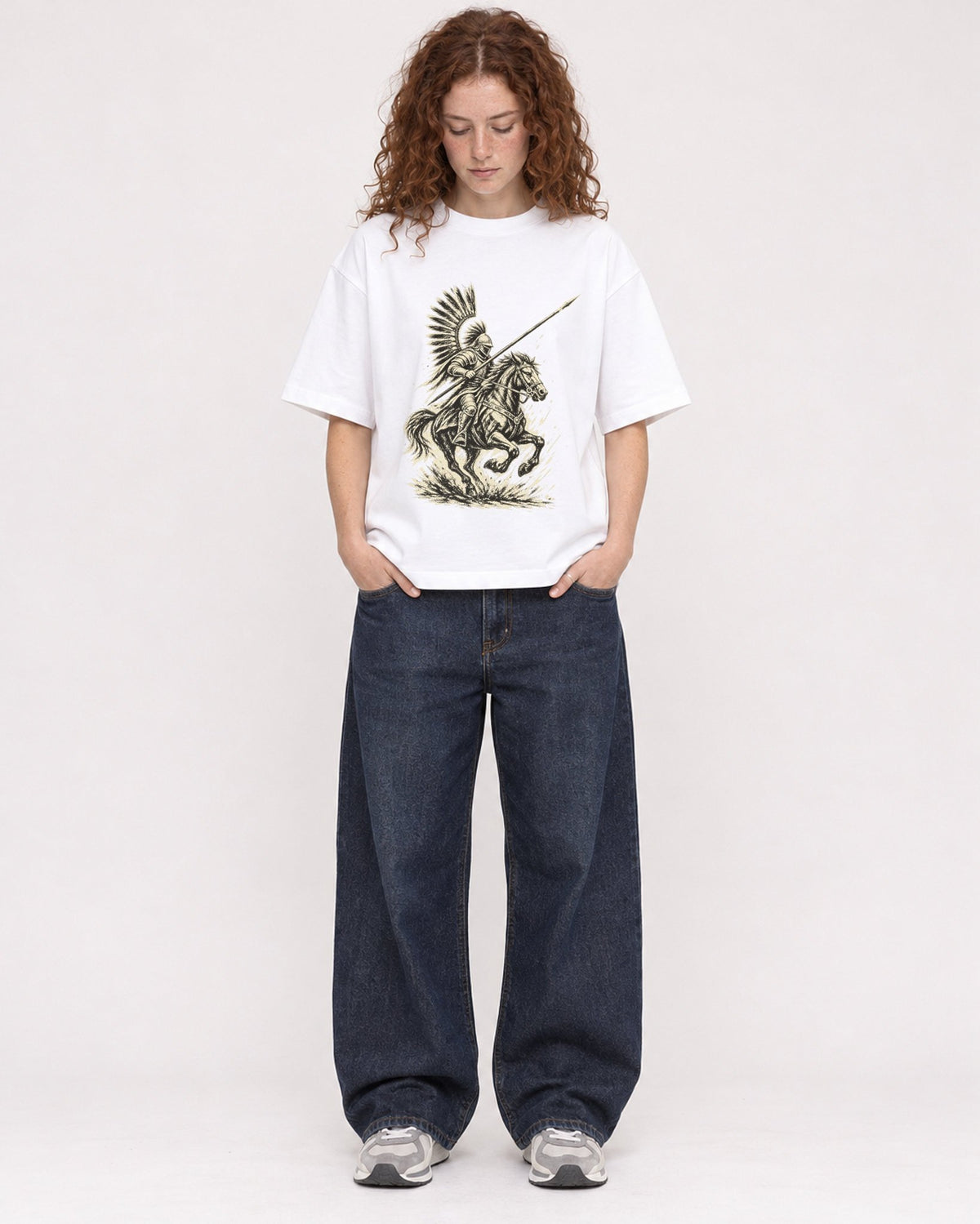 Mockup Boxy Heavyweight Tee White female full-body 09