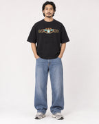 Mockup Boxy Heavyweight Tee Black male full-body 22