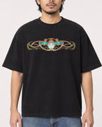 Mockup Boxy Heavyweight Tee Black male close-up 22